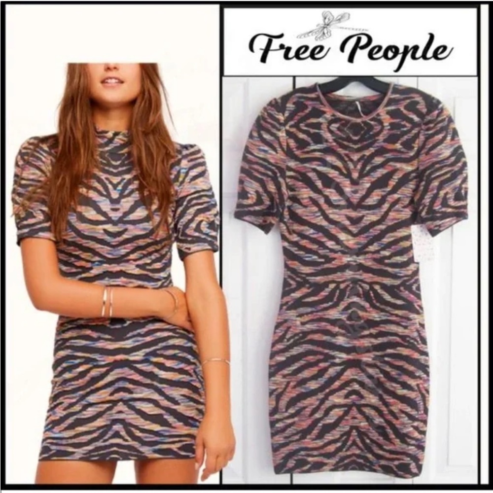 Free People printed dress. Stretchy, body-hugging, both sweet and sexy.